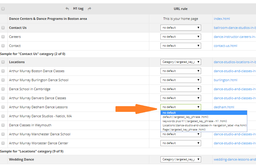 h1 and url rule builder