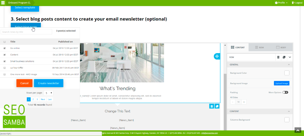 newsletter email being almost magically assembled