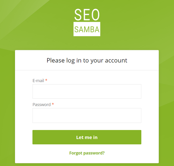 samba saas log in dashboard