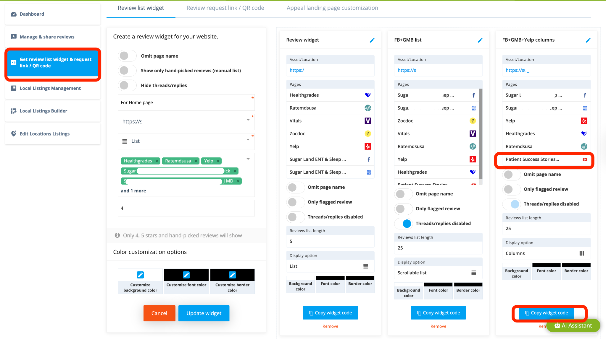 review widjet with yt