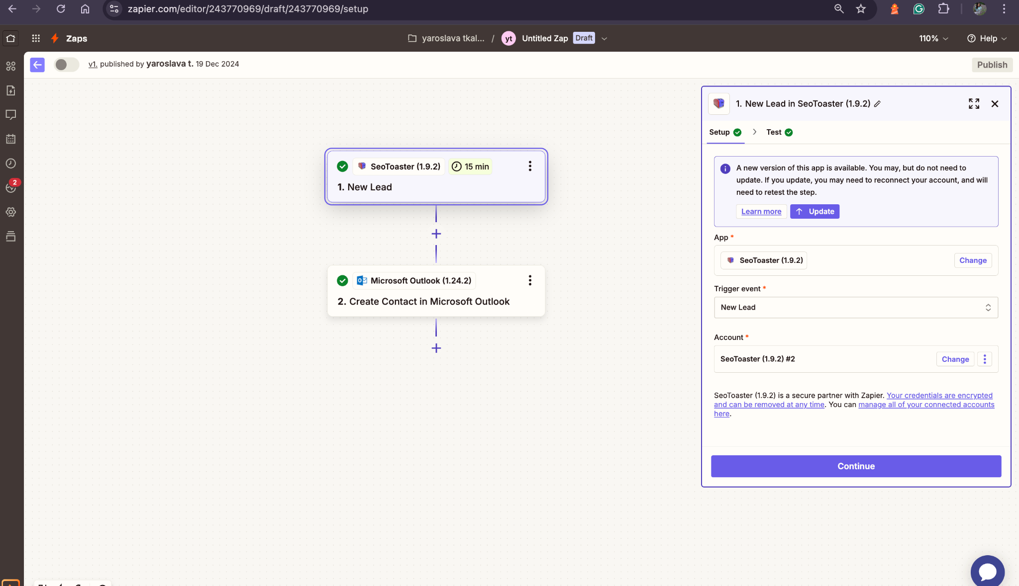 select steps in zap